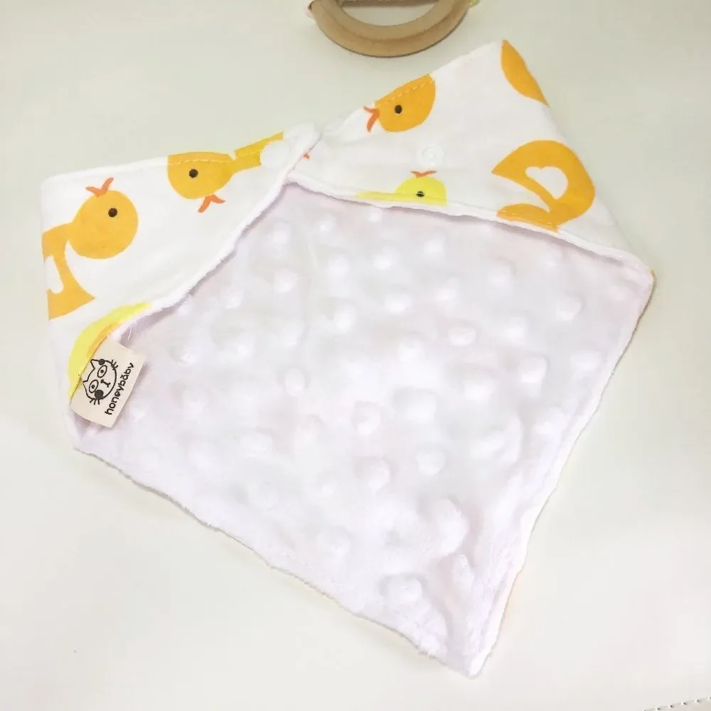 HONEY BABY Bib + Wooden Bunny Toy Duck Printed Gift Set